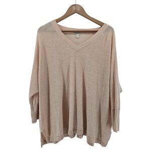 Garnet Hill 100% Linen Pullover Large Beige Semi-Sheer Summer Beach Layer